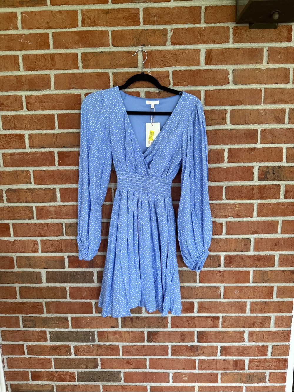 GB girls Light Blue Polka Dot Long-Sleeve Wrap Dress